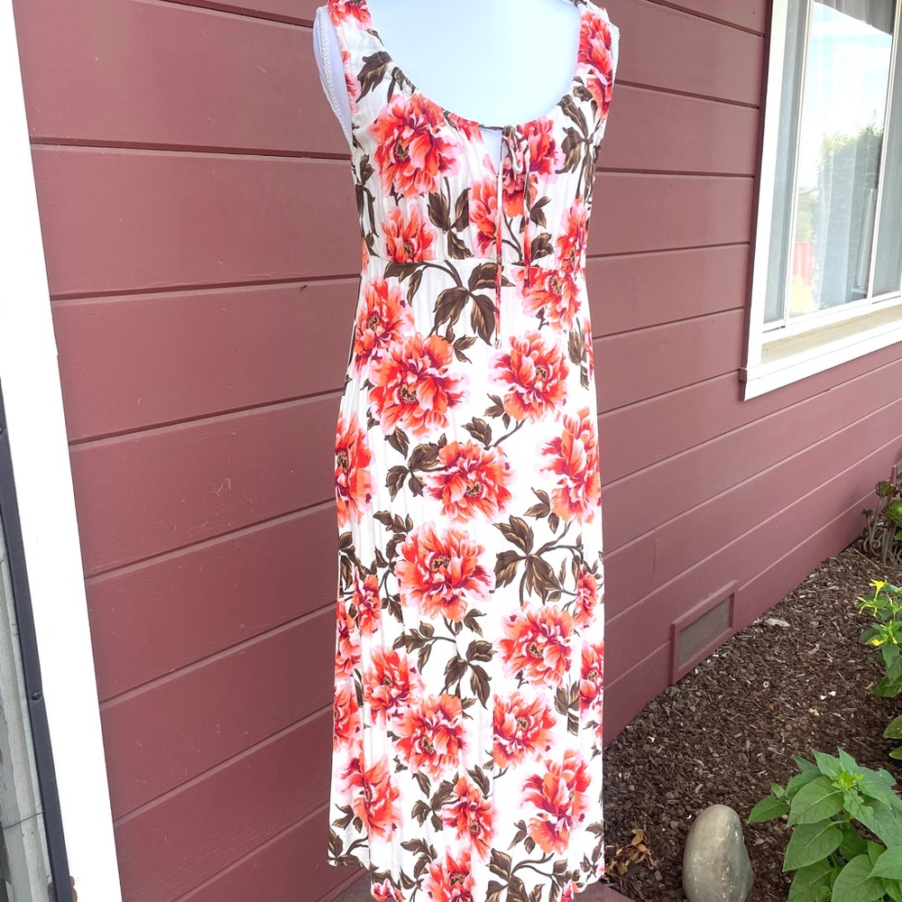 Old Navy Floral Midi Dress -‎ Red and Brown